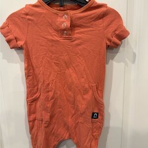 Rags Rust Orange Short Sleeve/Shorts Henley Romper